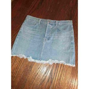 25 Waist J Brand Bonny Button Fly Denim Blue Jean Mini Skirt Raw Hem Distressed